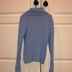 An LLBean light blue turtleneck